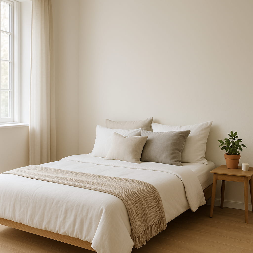 تخت خواب سفید مرتب و تزئین شده