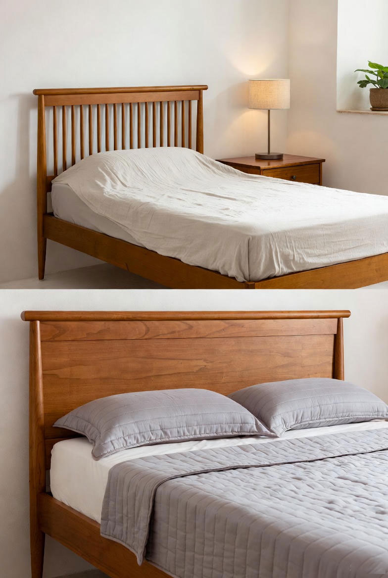 تخت خواب چوبی ارزان و باکیفیت با طراحی کلاسیک و مناسب برای فضاهای کوچک