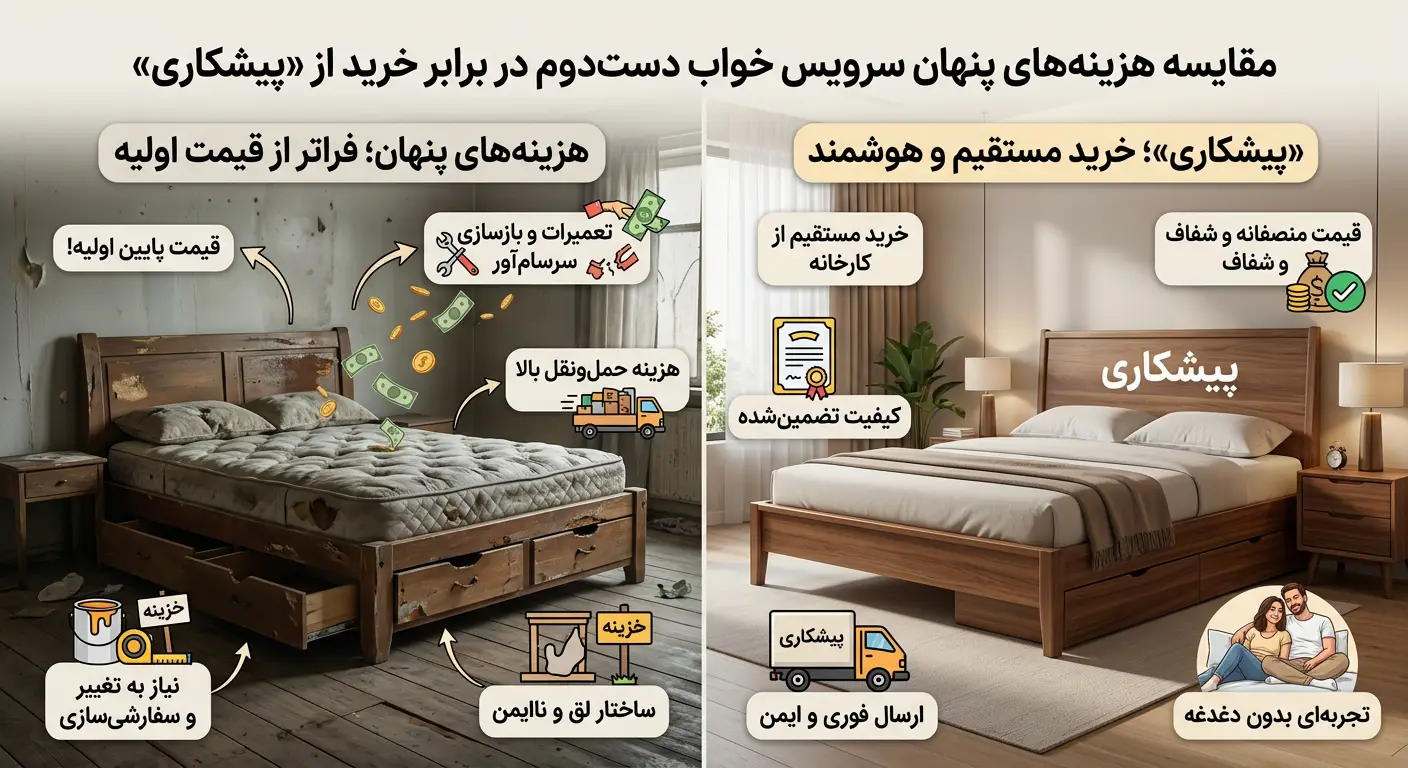 مقایسه هزینه های پنهان سرویس خواب دست دوم در برابر سرویس خواب نو پیشکاری