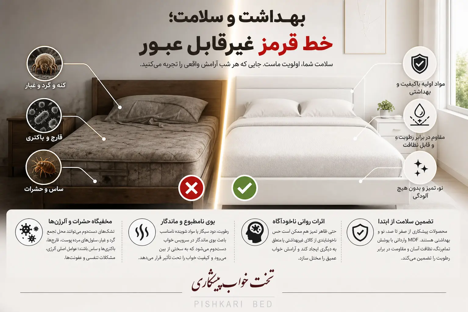 مقایسه سرویس خواب دست دوم و نو از نظر بهداشت و سلامت